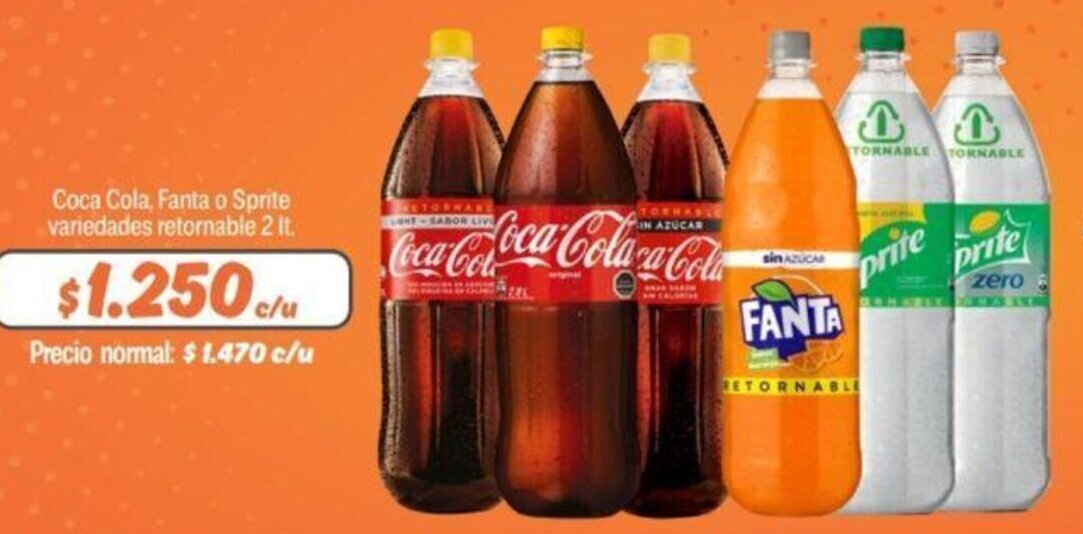 Coca Cola Fanta O Sprite Variedades Retornable 2 It Oferta En