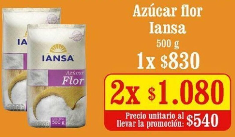 Azúcar Flor Iansa 2 x 500g oferta en Unimarc