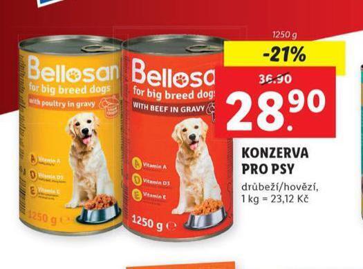 Bellosan konzerva pro psy nabídky v Lidl