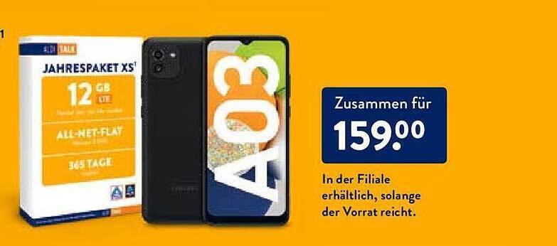 Aldi Talk Jahrespaket Xs Mit Samsung Galaxy A Angebot Bei Aldi Nord