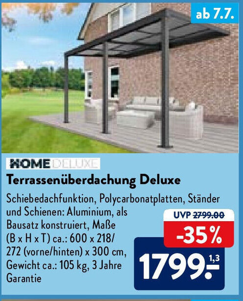 Home Deluxe Terrassen Berdachung Deluxe Angebot Bei Aldi Nord