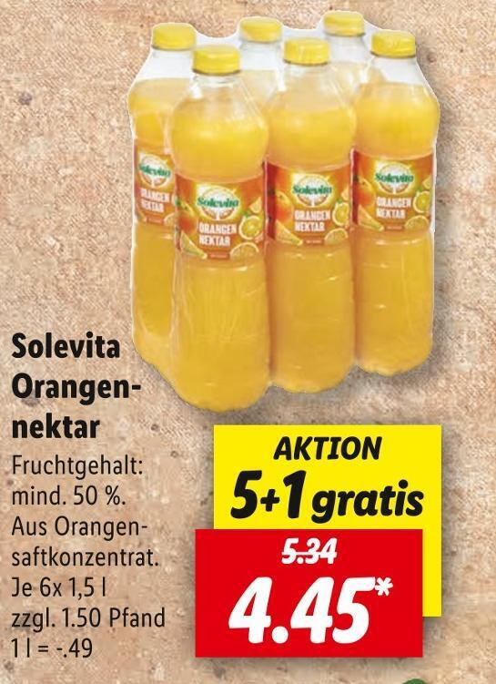 Solevita Orangennektar Angebot Bei Lidl