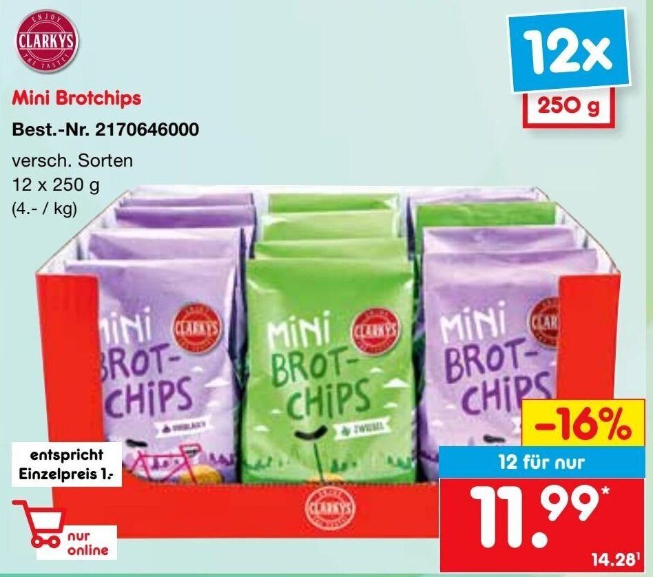 Clarkys Mini Brotchips 12x250 G Angebot Bei Netto Marken Discount