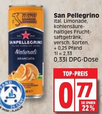 San Pellegrino L Dpg Dose Angebot Bei Edeka