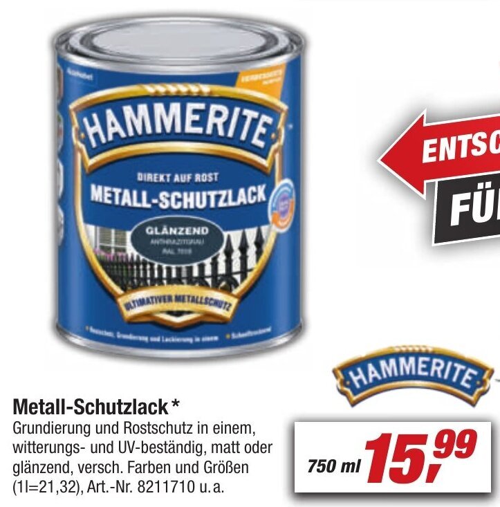 Hammerite Metall Schutzlack 750 Ml Angebot Bei Toom Baumarkt