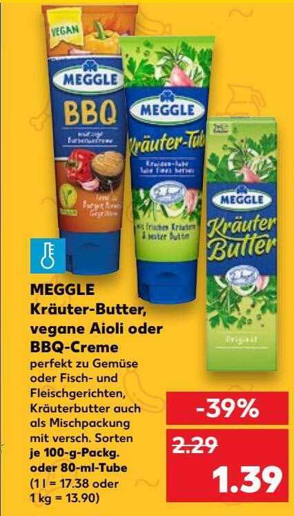 Meggle Kräuter butter Vegane Aioli Oder Bbq creme Angebot bei Kaufland