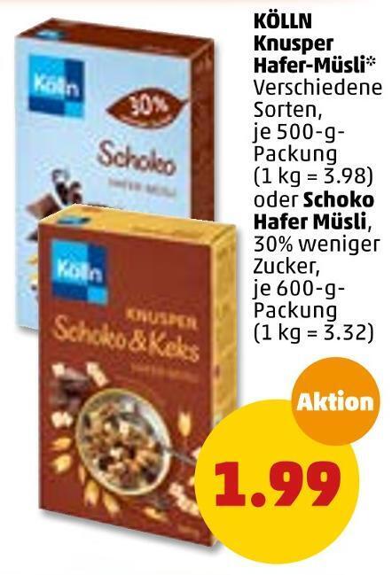 Kölln knusper hafer müsli oder schoko hafer müsli Angebot bei PENNY