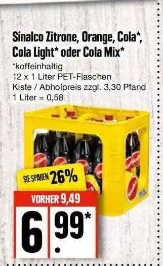 Sinalco Zitrone Orange Cola Cola Light Oder Cola Mix Angebot Bei Edeka