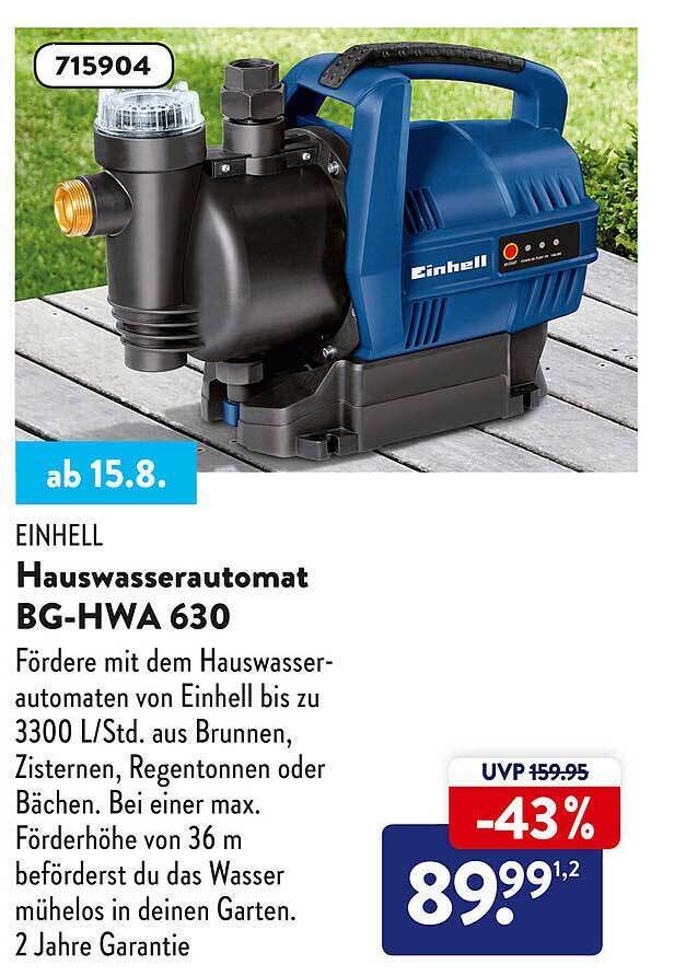 Einhell Hauswasserautomat Bg Hwa Angebot Bei Aldi S D