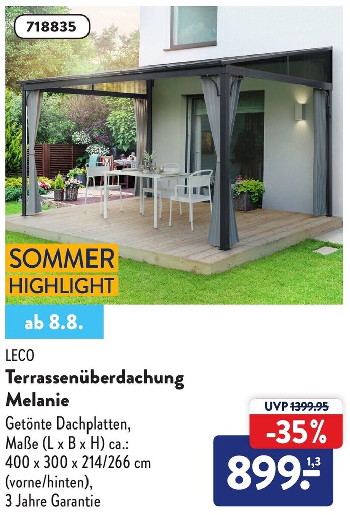 Leco Terrassenüberdachung Melanie Angebot bei Aldi Nord