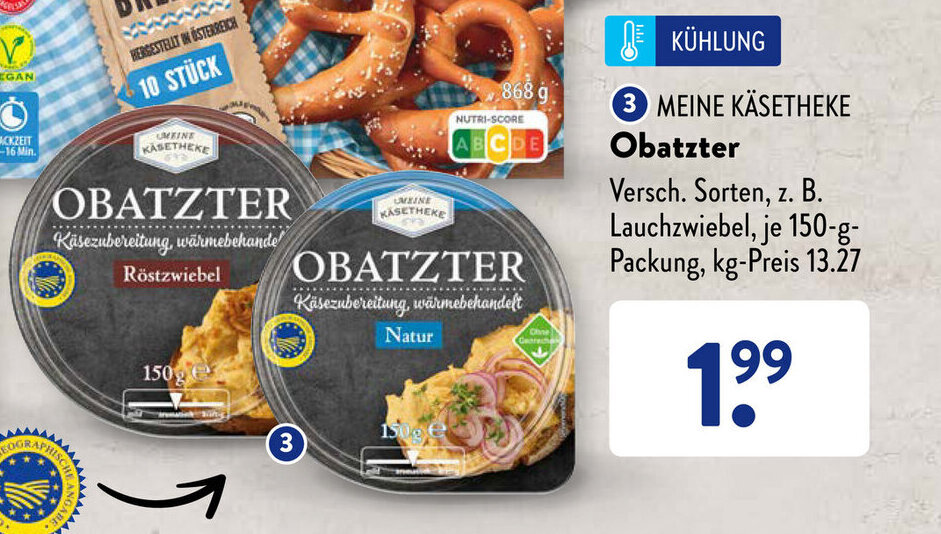 Meine Käsetheke Obatzter 150 g Packung Angebot bei Aldi Süd