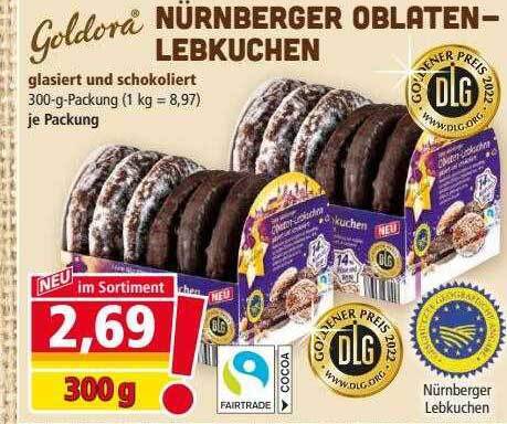 Goldora nürnberger oblaten lebkuchen glasiert und schokoliert Angebot