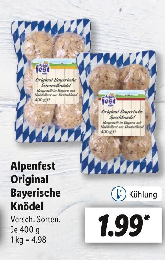 Alpenfest original bayerische knödel Angebot bei Lidl