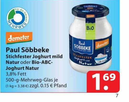 Paul söbbeke stichfester joghurt mild natur oder bio abc joghurt natur