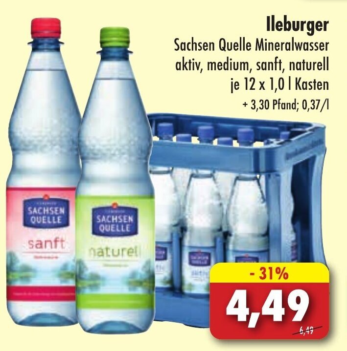 Ileburger Sachsen Quelle Mineralwasser 12x1 L Kasten Angebot bei Lösch