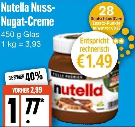 Nutella Nuss Nugat Creme 450 G Glas Angebot Bei Edeka Frischemarkt