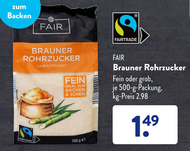 Fair Brauner Rohrzucker G Packung Angebot Bei Aldi S D