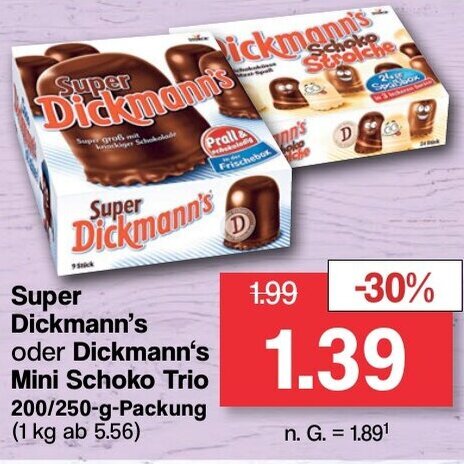 Super Dickmann S Oder Dickmann S Mini Schoko Trio G Packung