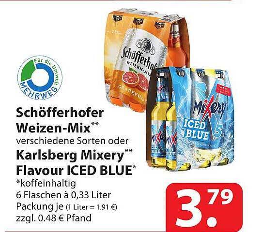 Schöfferhofer weizen mix oder karlsberg mixery flavour iced blue