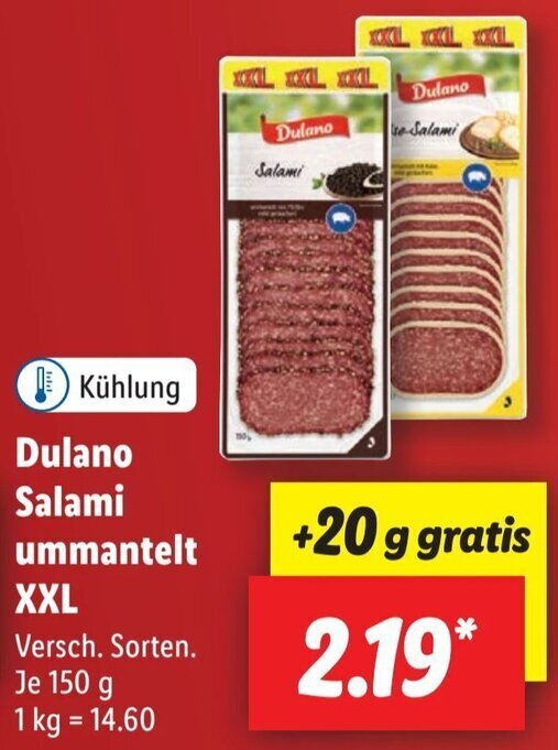 Dulano Salami Ummantelt XXL 150 G Angebot Bei Lidl