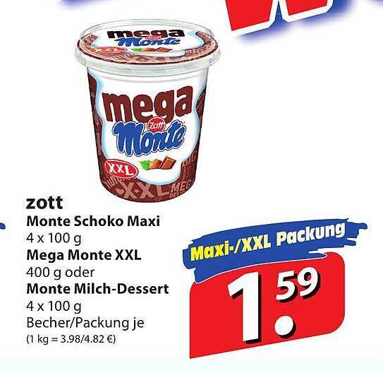 Zott Monte Schoko Maxi Mega Monte Xxl Oder Monte Milch Dessert Angebot