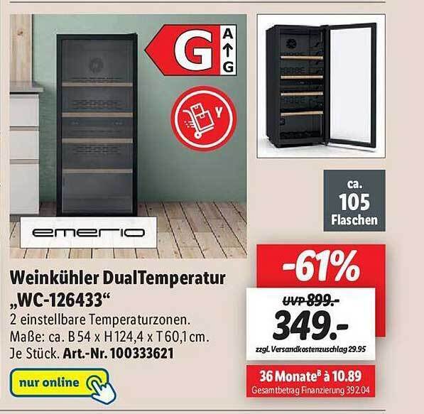 Emerio weinkühler dualtemperatur wc 126433 Angebot bei Lidl