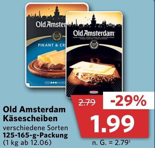 Old Amsterdam Käsescheiben 125 165 g Packung Angebot bei Combi