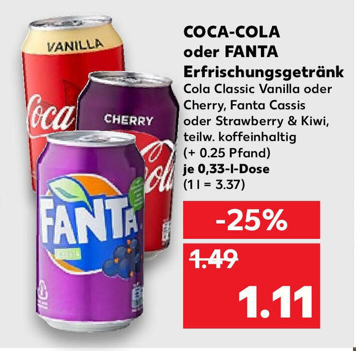 Coca Cola oder Fanta Erfrischungsgetränk 0 33L Angebot bei Kaufland