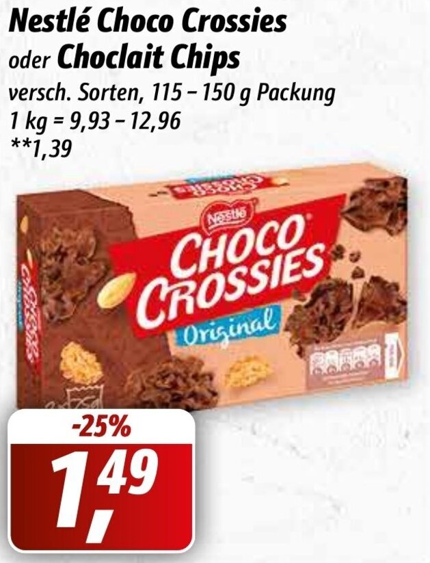 Nestl Choco Crossies Oder Choclait Chips G Packung Angebot Bei