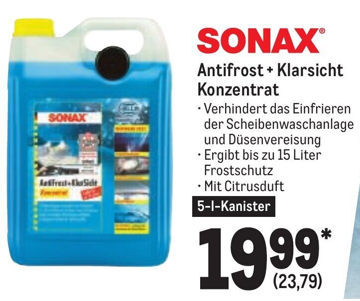 Sonax Antifrost Klarsicht Konzentrat L Kanister Angebot Bei Metro