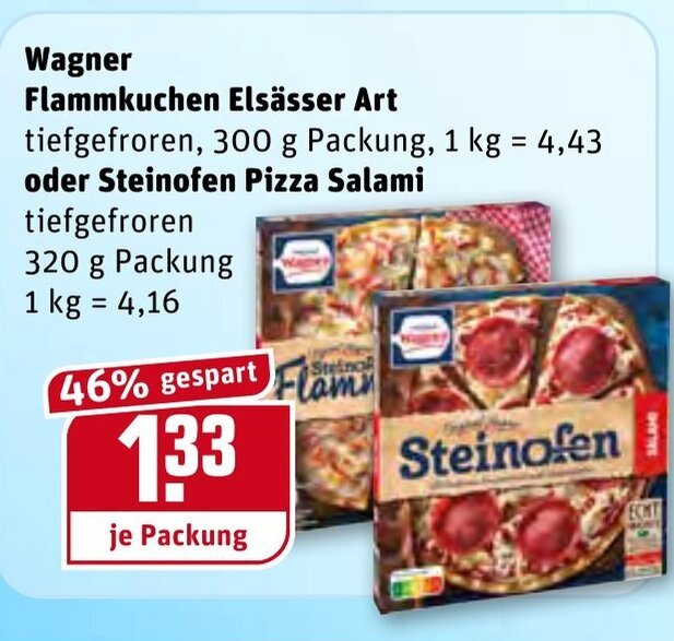 Wagner Flammkuchen Elsässer Art 300g oder Steinofen Pizza Salami 320g