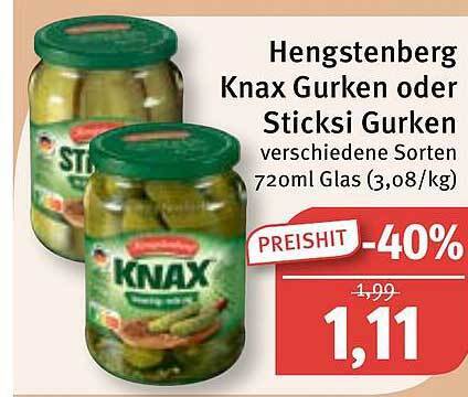 Hengstenberg Knax Gurken Oder Sticksi Gurken Angebot Bei Feneberg