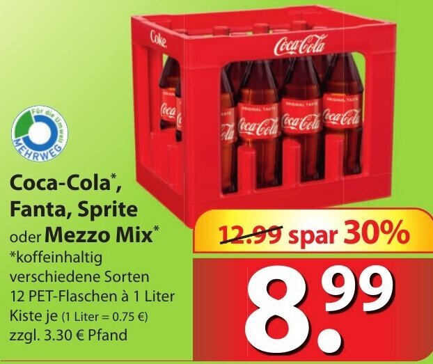 Coca Cola Fanta Sprite Oder Mezzo Mix 12x1L Angebot Bei Famila Nord Ost