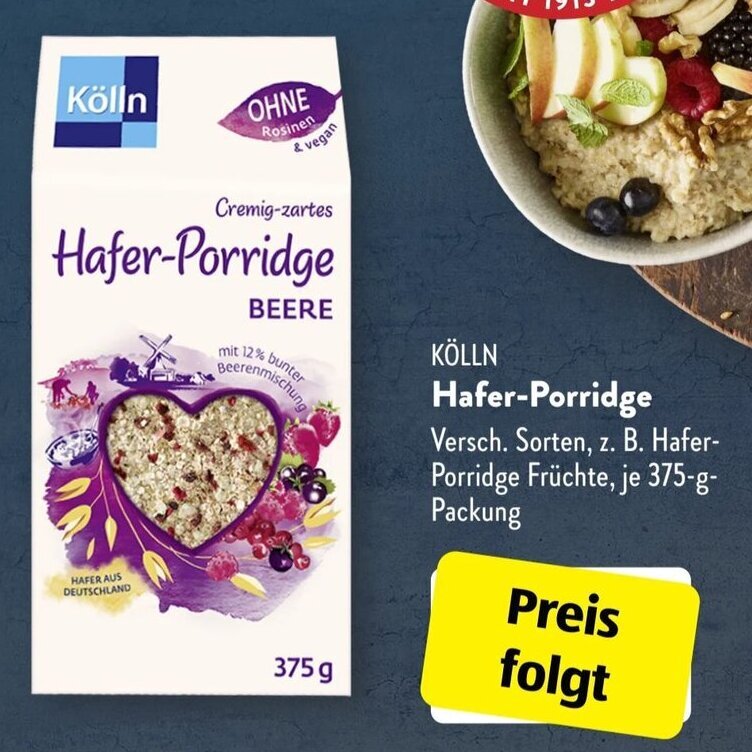 Kölln Hafer Porridge 375 g Packung Angebot bei Aldi Süd