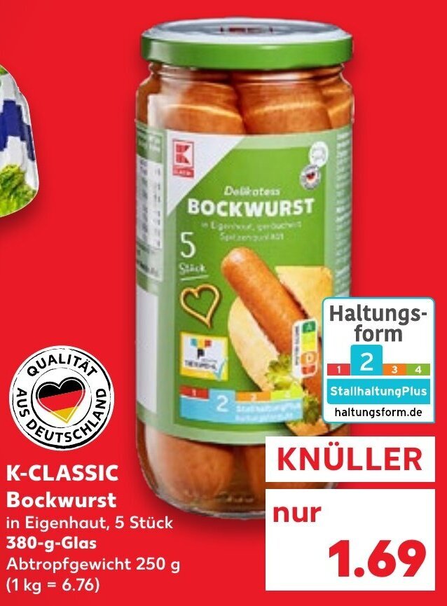 K Classic Bockwurst 380 G Glas Angebot Bei Kaufland