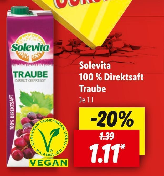 Solevita 100 Direktsaft Traube Angebot Bei Lidl