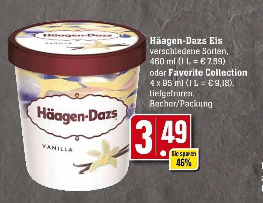 Häagen Dazs Eis 460 ml oder Favorite Collection 4 x 95 ml Angebot bei