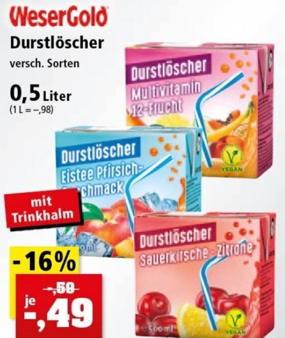 WeserGold Durstlöscher 0 5 Liter Angebot bei Thomas Philipps