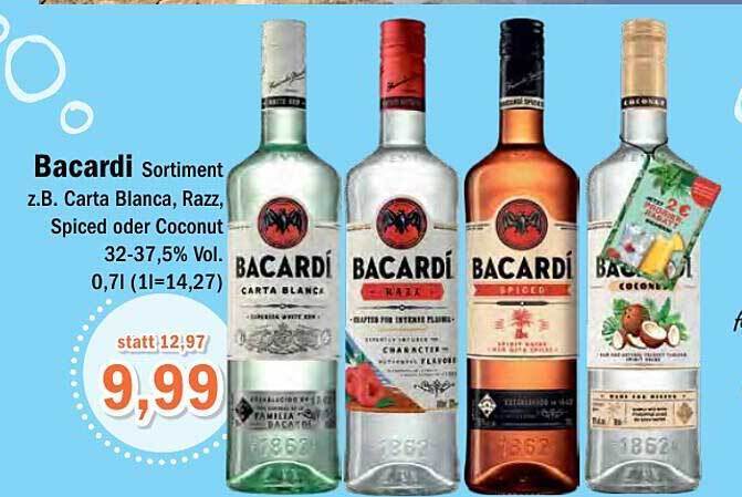 Bacardi Sortiment Z B Carta Blanca Razz Spiced Oder Coconut Angebot