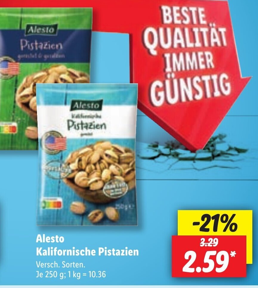 Alesto Kalifornische Pistazien 250 G Angebot Bei Lidl