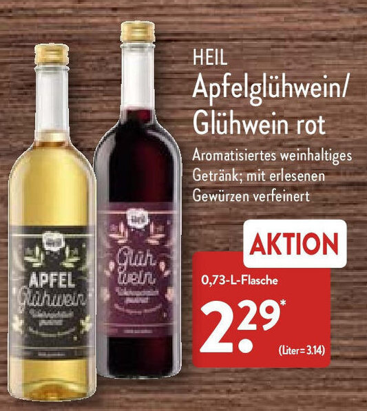 Heil Apfelglühwein Glühwein rot 0 73 L Flasche Angebot bei Aldi Nord