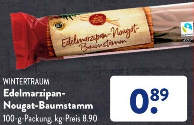 Wintertraum Edelmarzipan Nougat Baumstamm 100 G Packung Angebot Bei