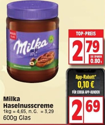 Milka Haselnusscreme G Glas Angebot Bei Edeka