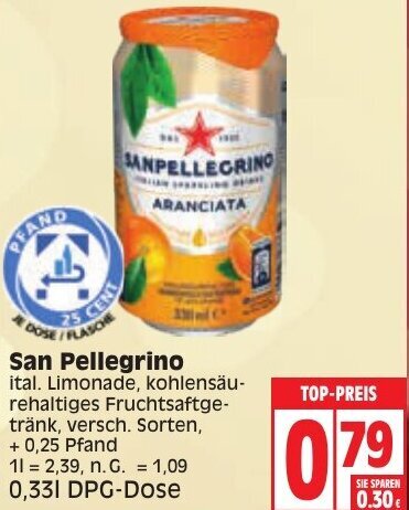 San Pellegrino L Dpg Dose Angebot Bei Edeka