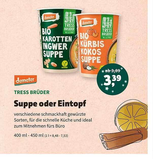 Demeter tress brüder suppe oder eintopf Angebot bei Naturgut