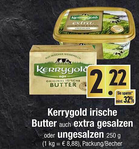 Kerrygold Irische Butter Auch Extra Gesalzen Oder Ungesalzen Angebot