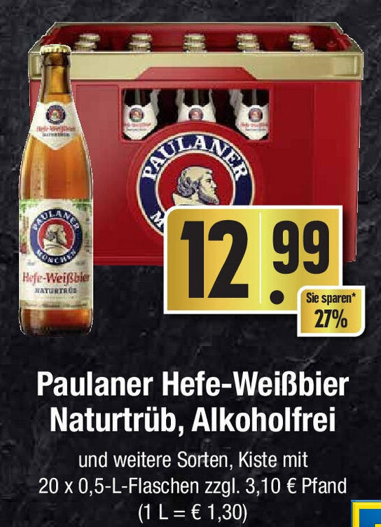 Paulaner Hefe Wei Bier Naturtr B Alkoholfrei X L Flaschen Angebot