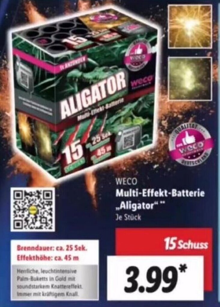 Weco Multi Effekt Batterie Aligator 15 Schuss Angebot Bei Lidl