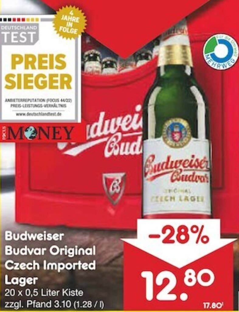 Budweiser Budvar Original Czech Imported Lager X Liter Kiste