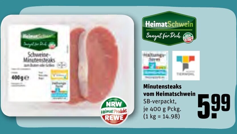 Minutensteaks Vom Heimatschwein G Pckg Angebot Bei Rewe